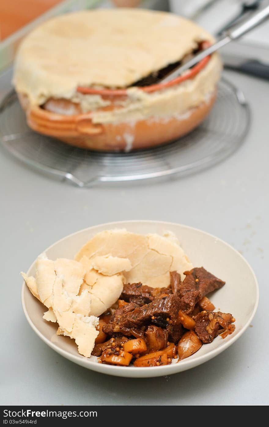 Beef, parsnip and boletus stew