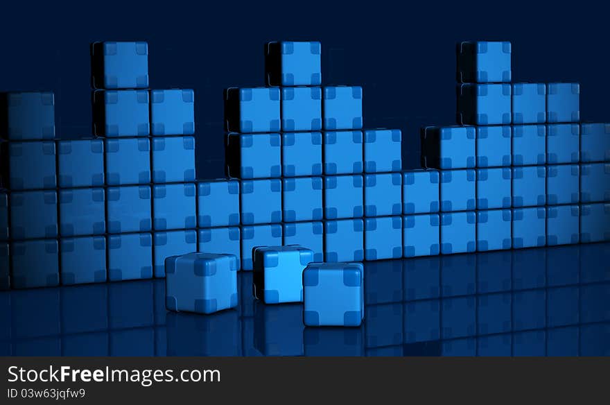 Futuristic cubes that build a structure (3d render). Futuristic cubes that build a structure (3d render)