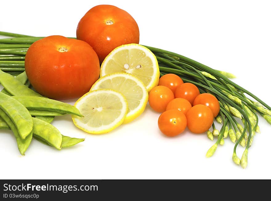 Fresh vegetables on white background