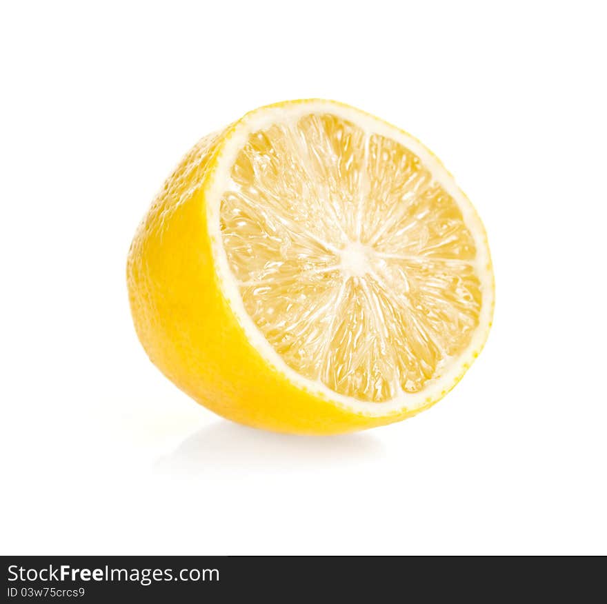 Fresh ripe lemon on white background