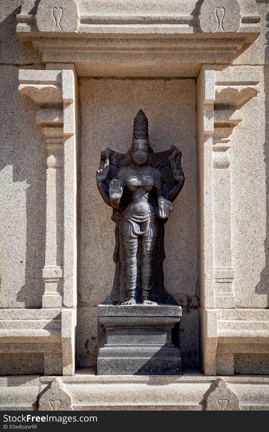 Black stone idol of  goddess Laxmi or Lakshmi in the murudeshwar temple (Laxmi, Lakshmi - The goddess of prosperity)