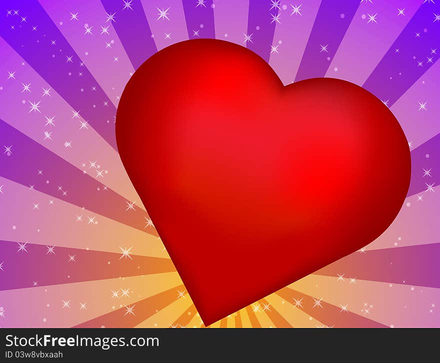 Illustration of red heart on colorful background