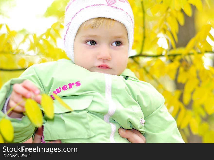 Small Beautiful Girl In Green Suit