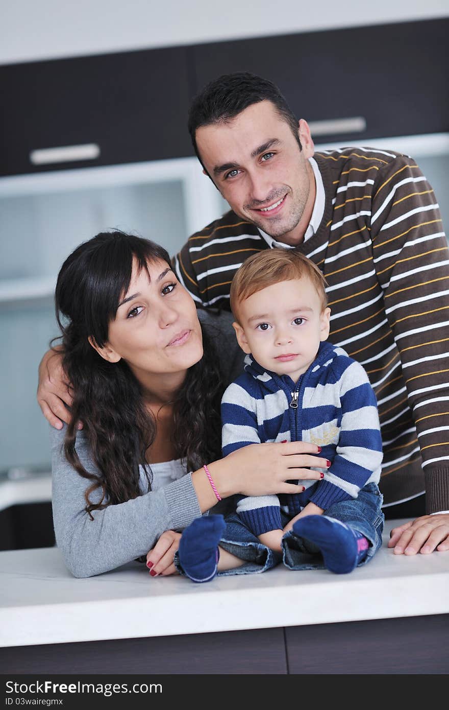 Happy young family have fun at home