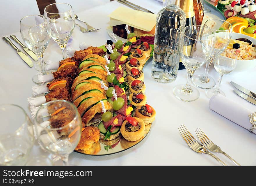 Catering buffet style - different light snack and sandwiches