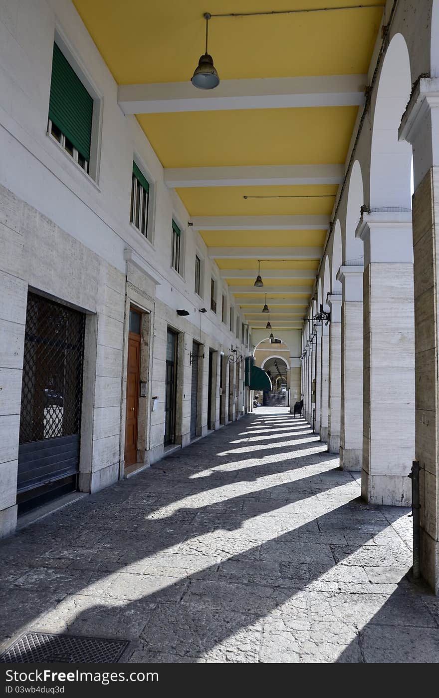 Columns and terrace in the center of Rome in Italy. Columns and terrace in the center of Rome in Italy