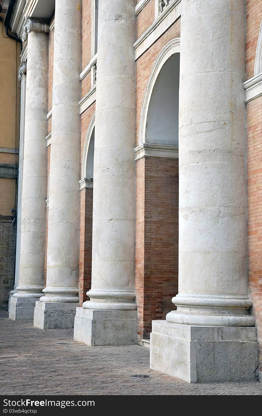 Columns in the center of ancient Rome in Italy. Columns in the center of ancient Rome in Italy