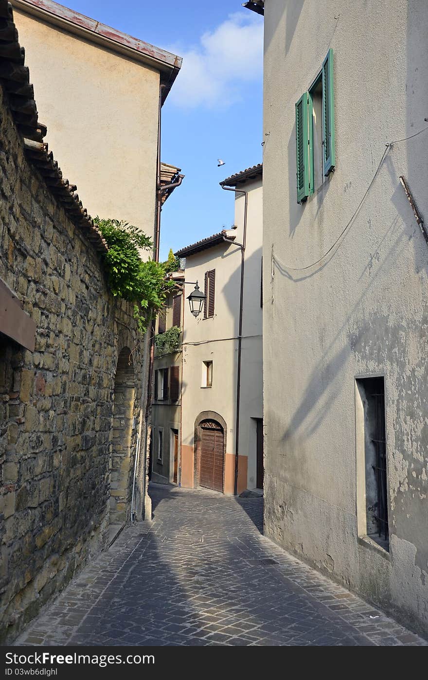 Narrow street in Camerino city of Italy near Ancona and Macerata, at 200 km far from Rome. Narrow street in Camerino city of Italy near Ancona and Macerata, at 200 km far from Rome.