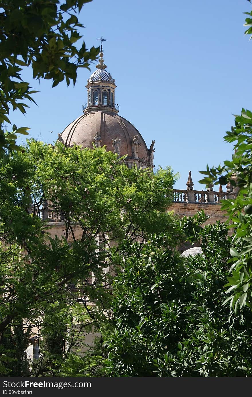 Dome of the Cathedral of Jerez de la Frontera in Spain