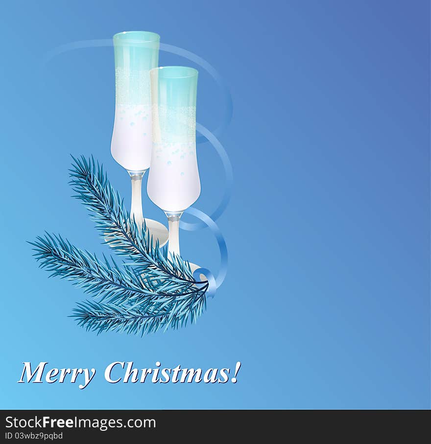 Wine glasses, Christmas background. Space for your text