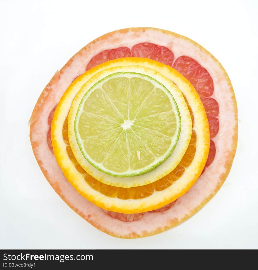 Variety of slice citrus fruits