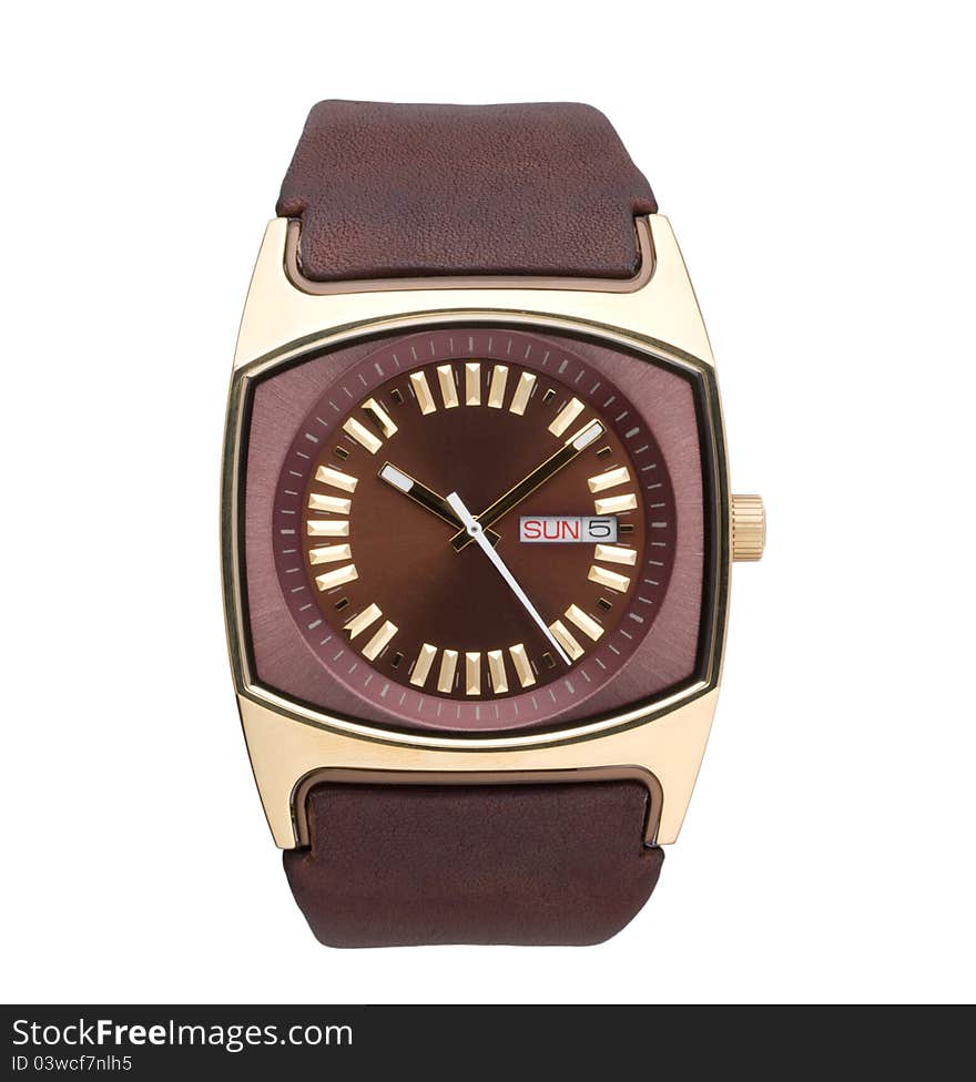 Men S Wristwatch In Brown Color