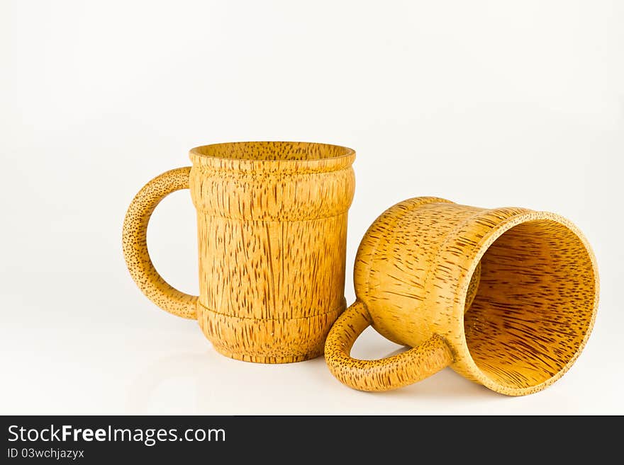 Bamboo Cups On White Background