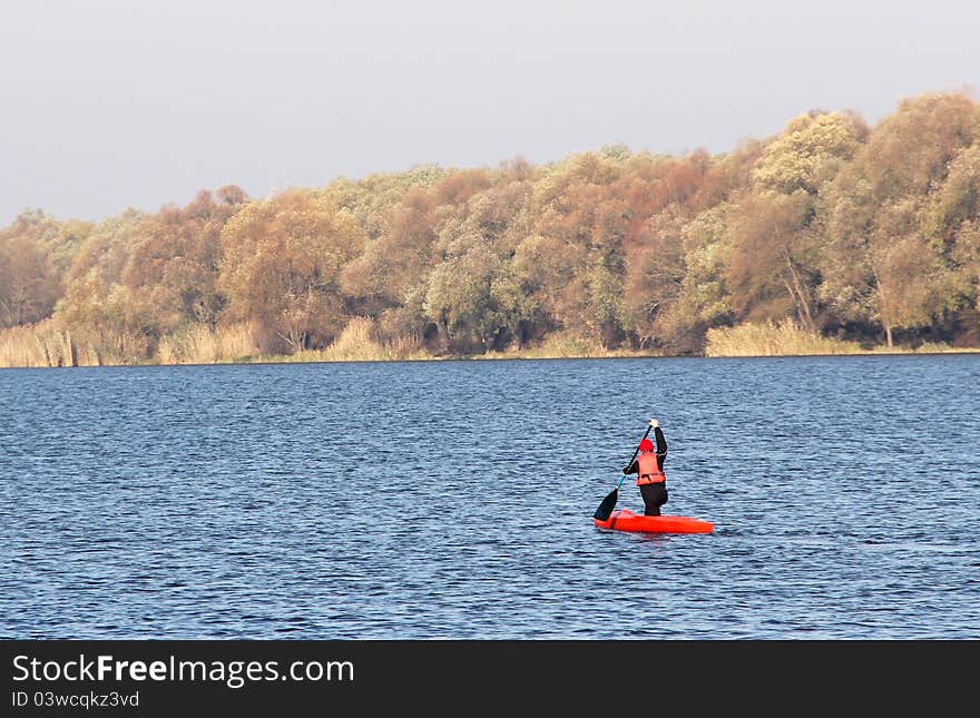 Sportsman In A Red Canoe