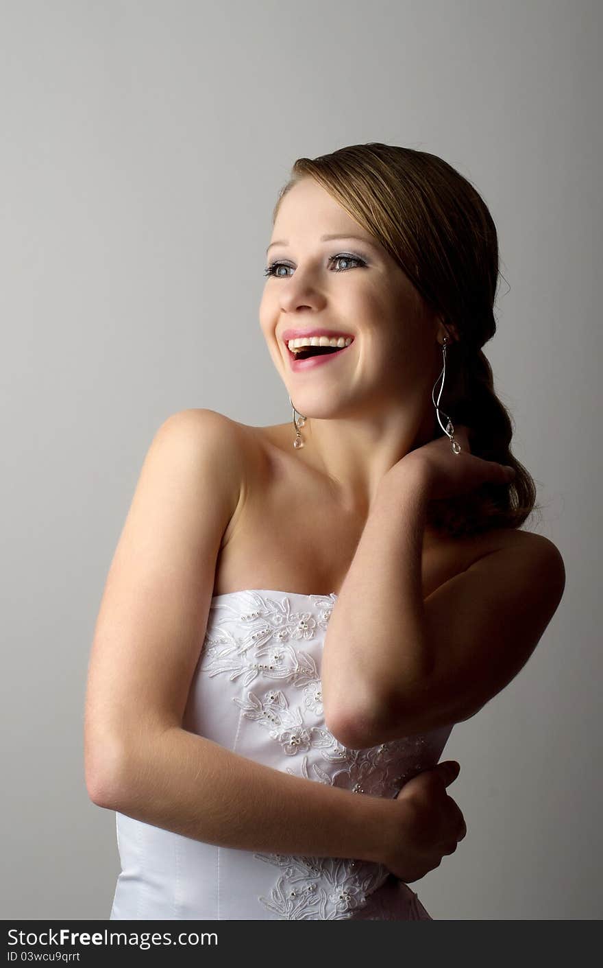 Beautiful Girl In Evening Dress Laughs