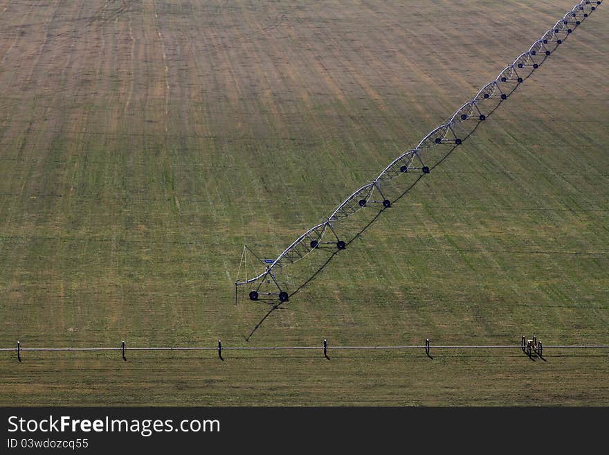 Irrigation Fields And Sprinklers Aerial