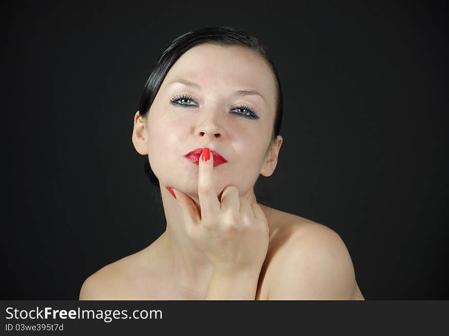 Nice portrait of a girl on a black background