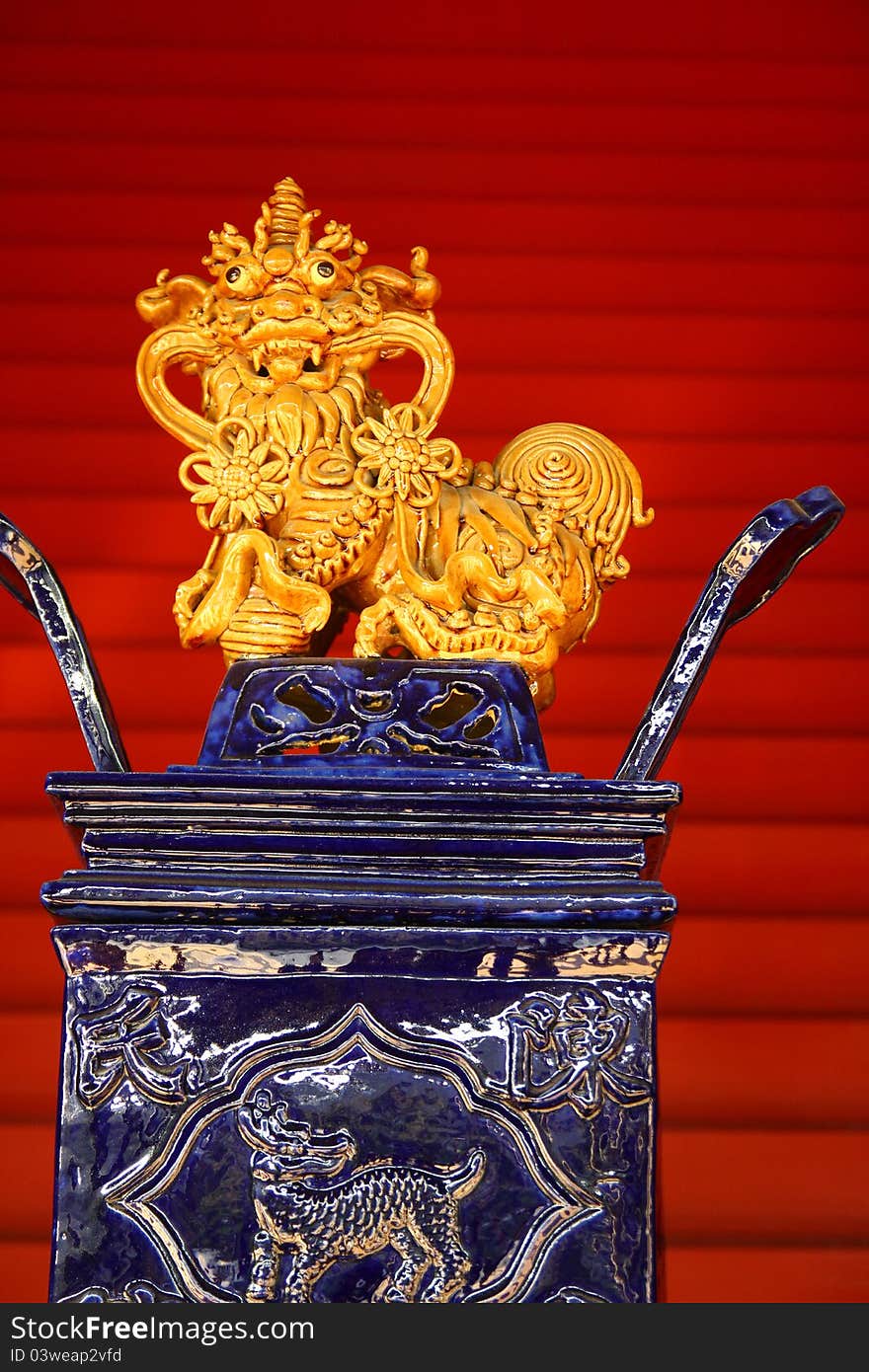 Chinese Porcelain Lion decoration in Chen Clan Academy, China