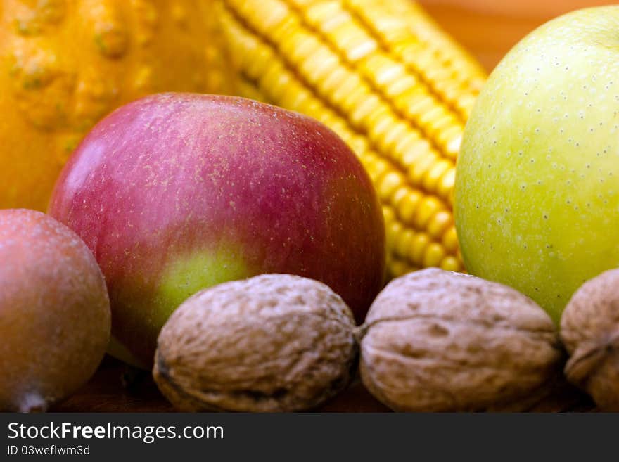 Still life and harvest or table decoration for Thanksgiving. Still life and harvest or table decoration for Thanksgiving