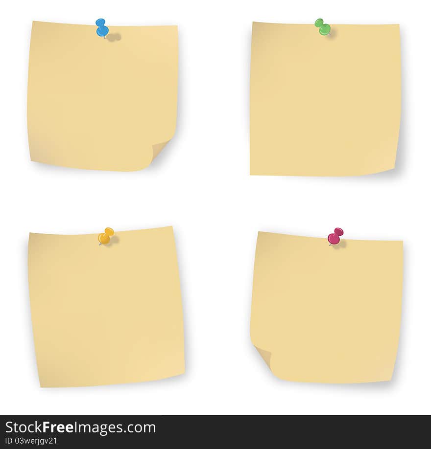 Four blank notes isolated on white. Four blank notes isolated on white.