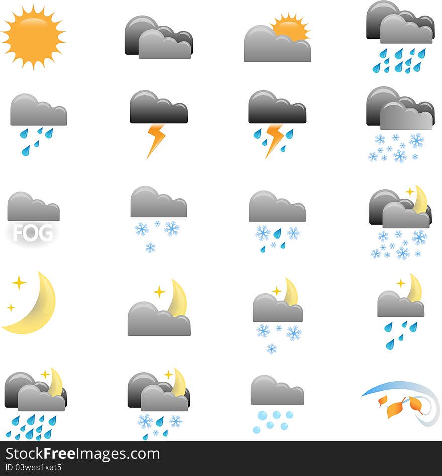 Weather Icons for different weather conditions.