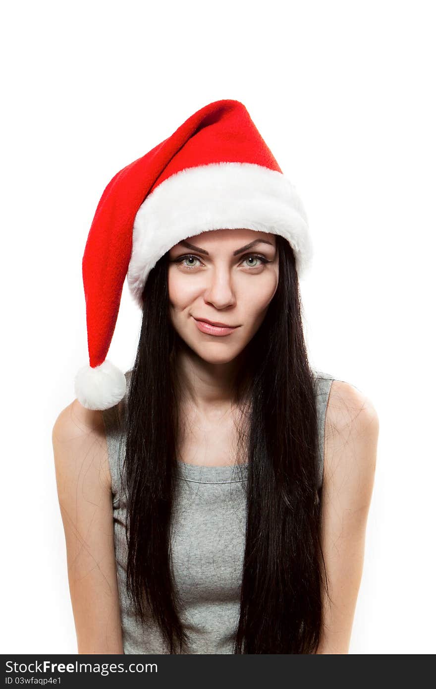 Young girl in Santa Clause hat