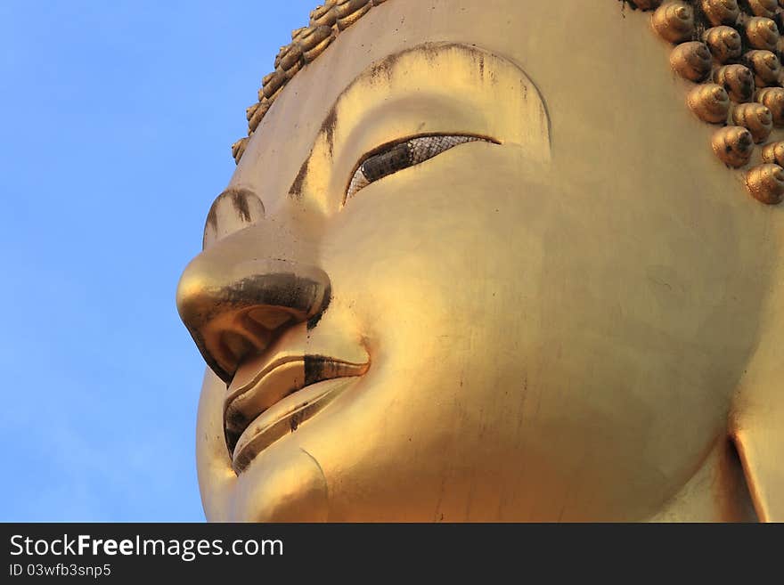 The face of image of big Buddha , Sukhothai , Thailand. The face of image of big Buddha , Sukhothai , Thailand