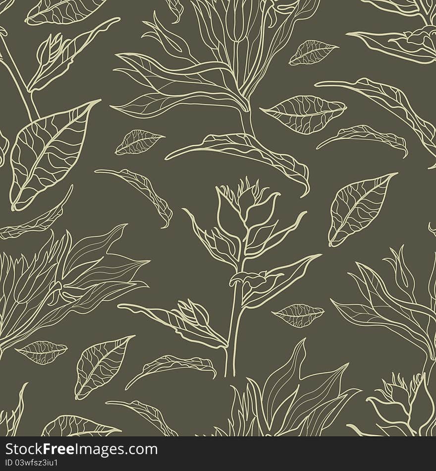 Vector Seamless Floral Vintage Pattern