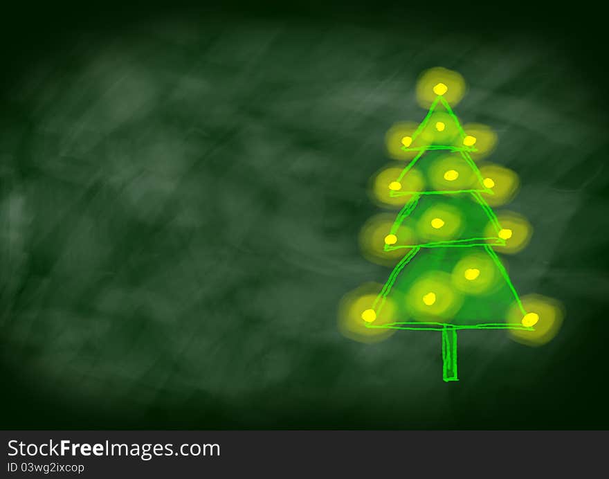 Christmas drawing on green background. Christmas drawing on green background