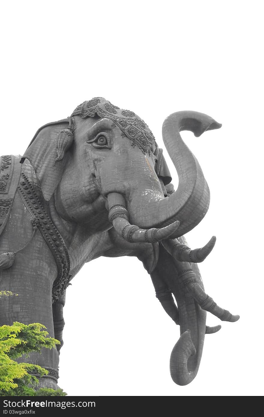 Three headed elephant statue , the Erawan museum in Thailand. Isolated on white background. Three headed elephant statue , the Erawan museum in Thailand. Isolated on white background.