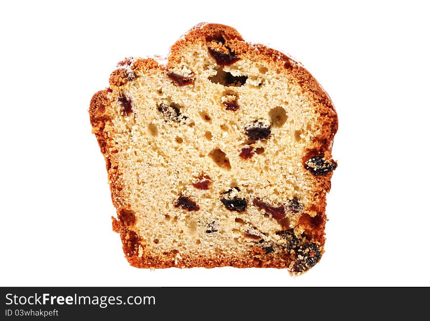 Slice of cake with raisins