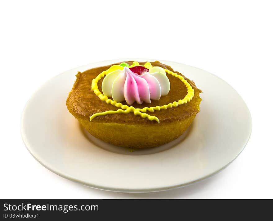 Cup cake on dish white background