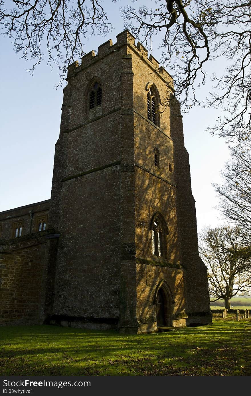 Church Tower and Grave Yard, Charwelton, Northamptonshire, England