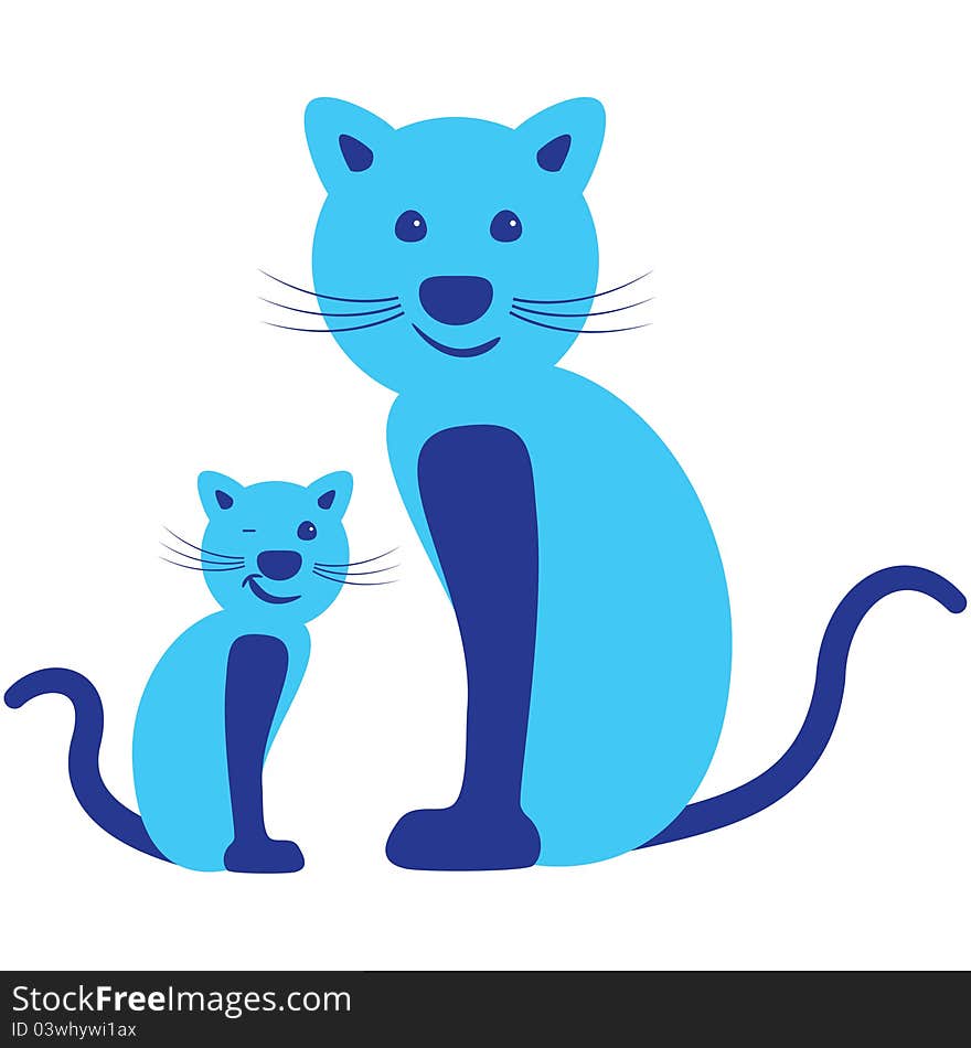 An cute pair of cat sitting together - parent and child. An cute pair of cat sitting together - parent and child