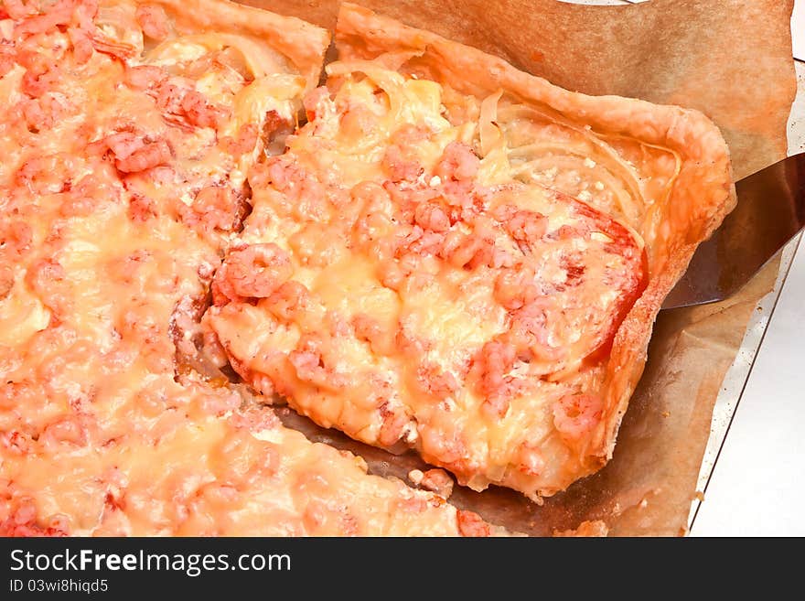 Photo of pizza with cheese, closeup