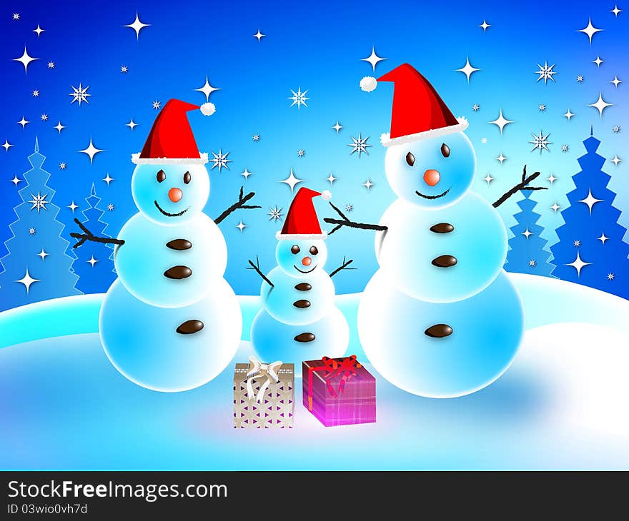 Snowman on Christmas Background. Christmas Backgrounds Series. Snowman on Christmas Background. Christmas Backgrounds Series.