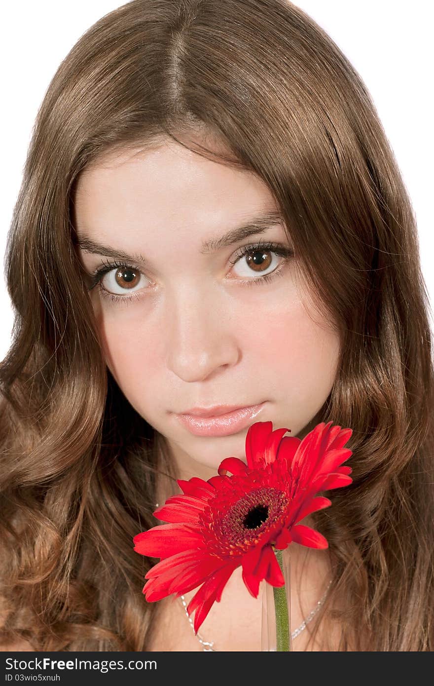 Beautiful woman with flower