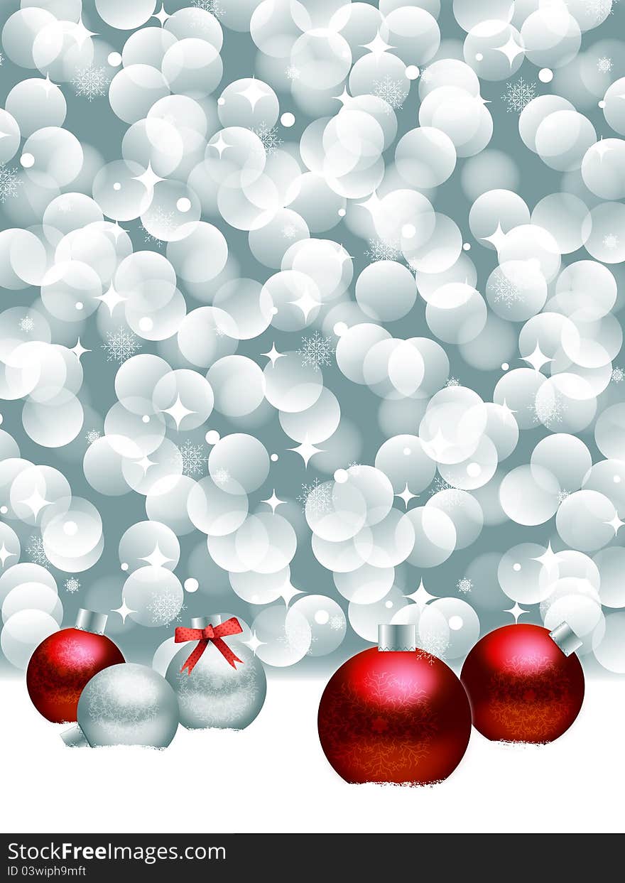 Christmas ball on abstract light background.