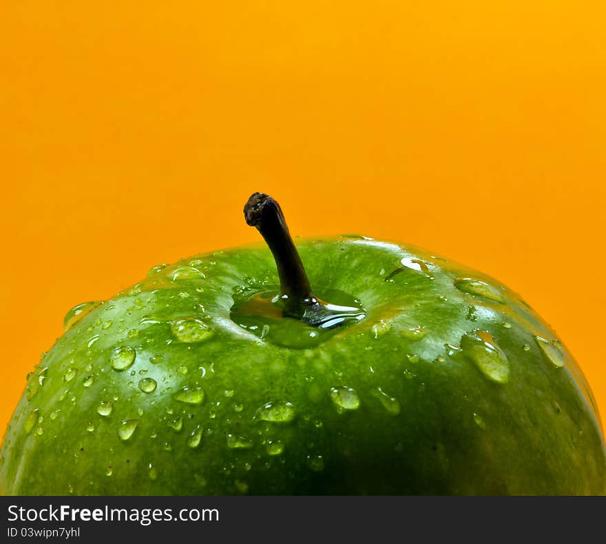 Green apple was photographed inside a light-box. Green apple was photographed inside a light-box