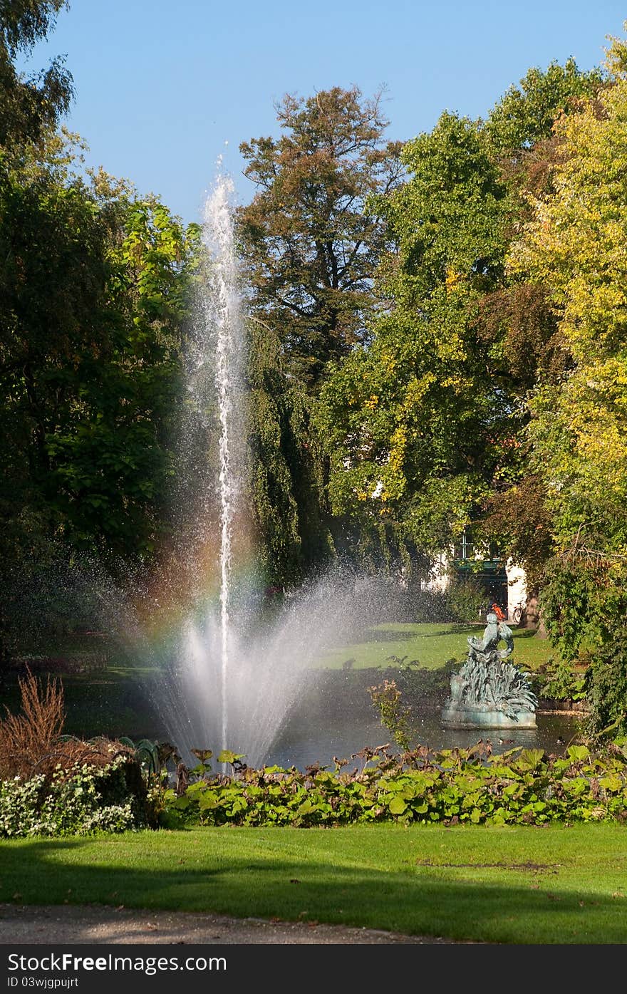 Fountain at Astridpark  at Brugge - Belgium