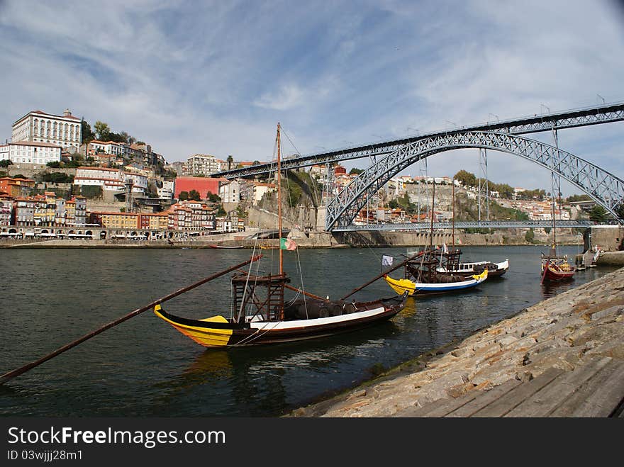 View of Dom Luis bridge in Porto