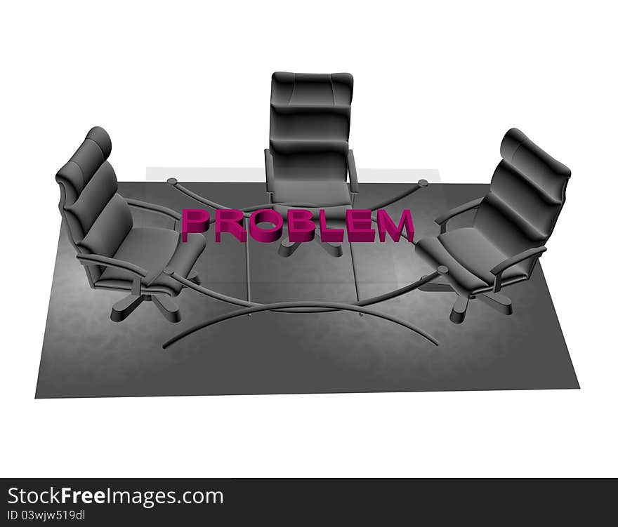 Abstract business problem concept with office table and chairs