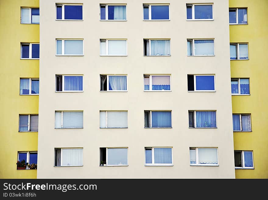 Many different windows in a residential area