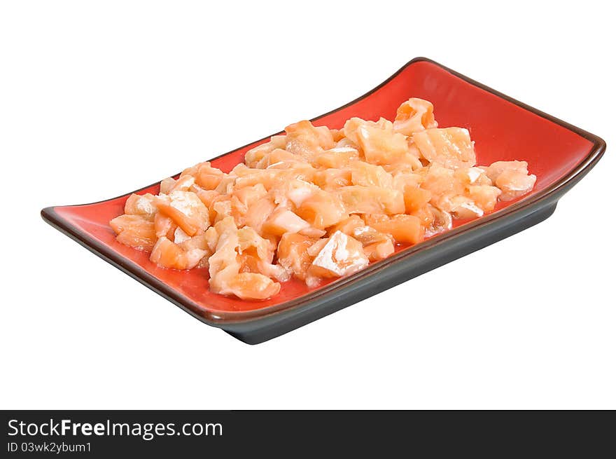 Appetizing Sliced Salmon On Rectangular Dish