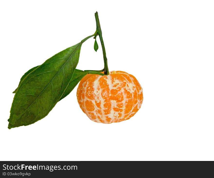 Peeled tangerine isolated over white. Clipping path included. Peeled tangerine isolated over white. Clipping path included.