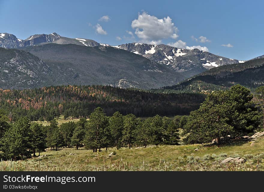 Peaks in Rocky Mountain National Park near the East entrance to the park. Peaks in Rocky Mountain National Park near the East entrance to the park