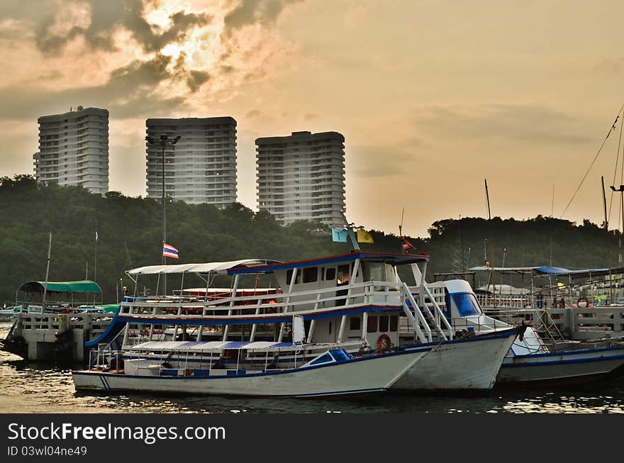 Many traveling boats in pattaya habour,Thailand. Many traveling boats in pattaya habour,Thailand