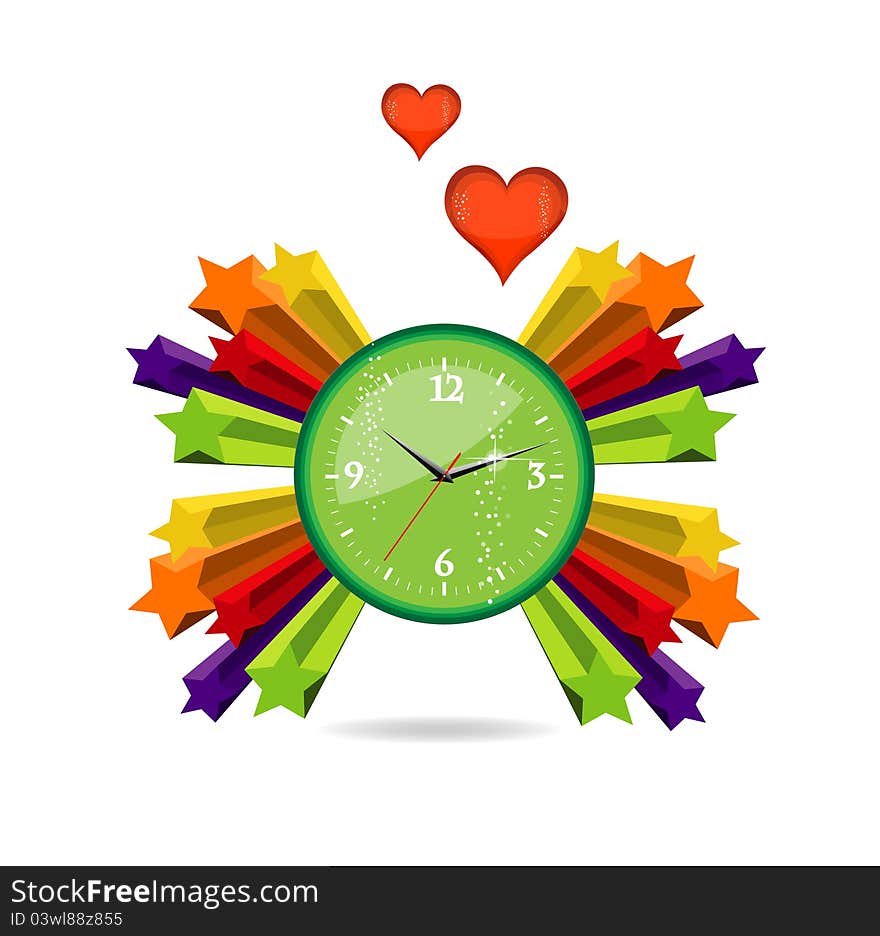 Green eco and love clock sign isolated