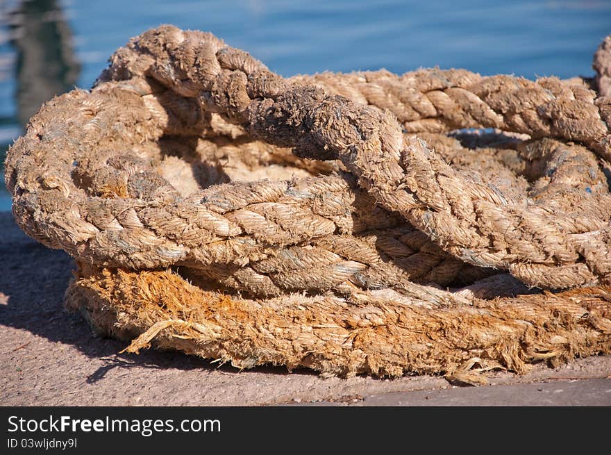 A ship rope. Safety concept