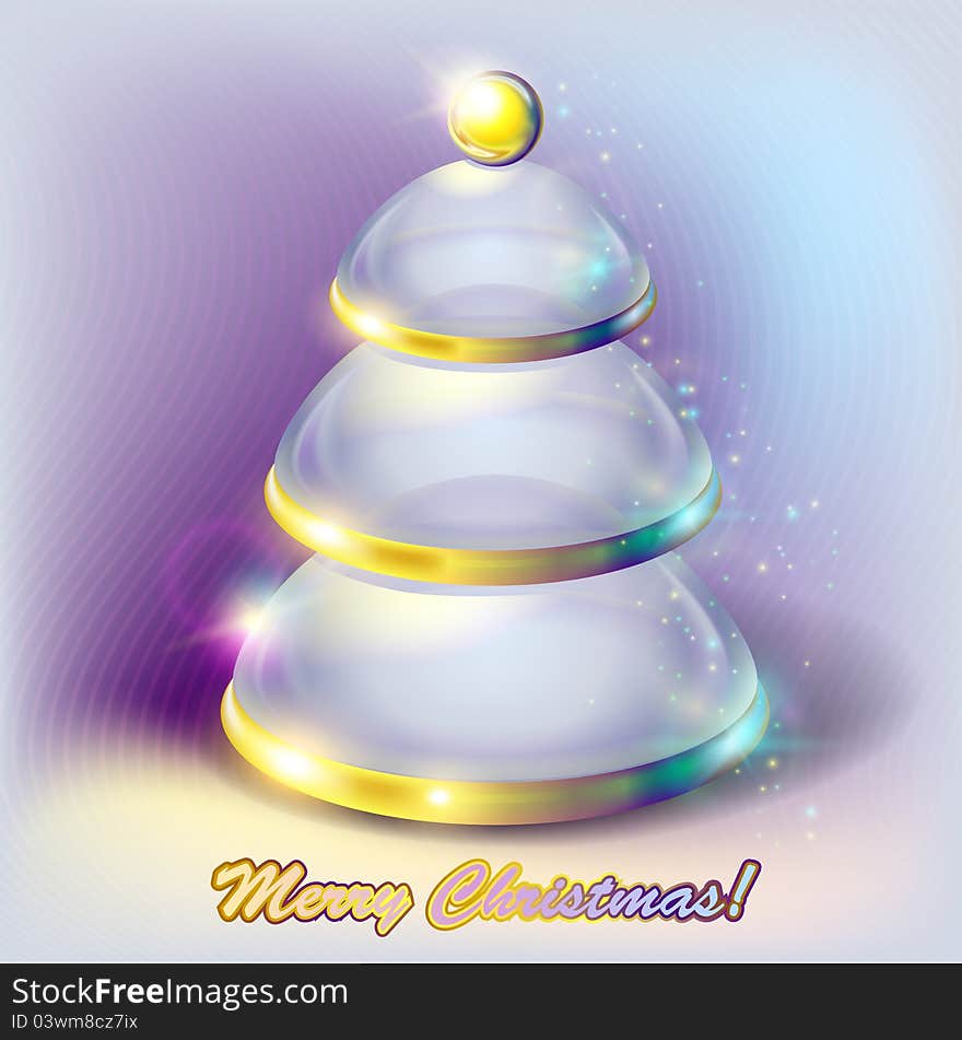 Abstract glass Christmas tree with gold rings